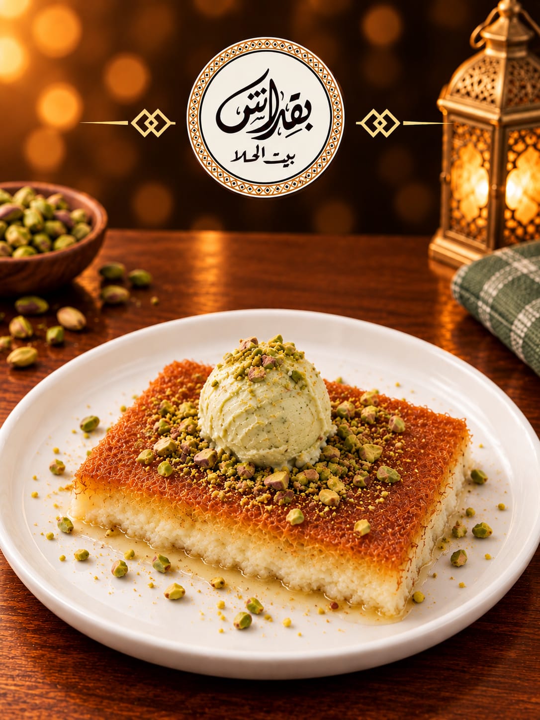 كنافه مع بوظة عربية نص وقية